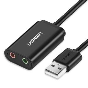 Zewntrzna karta dwikowa muzyczna adapter USB - 3.5mm mini jack kabel 15cm czarny - 2877600949