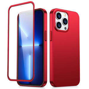 Etui pokrowiec do iPhone 13 Pro Max obudowa na ty i przd + szko hartowane czerwony - 2877601128