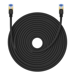 Szybki kabel sieciowy LAN RJ45 cat.7 10Gbps plecionka 25m czarny - 2877603206