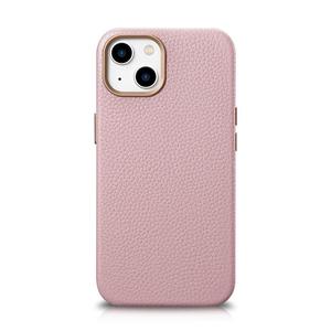 Skrzane etui iPhone 14 Plus magnetyczne z MagSafe Litchi Premium Leather Case rowy - 2877603354