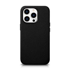 Skrzane etui iPhone 14 Pro Max magnetyczne z MagSafe Litchi Premium Leather Case czarny - 2877603355