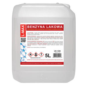 Benzyna lakowa rozcieczalnik rozpuszczalnik do farb i lakierw L-MAX 5L - 2869619817