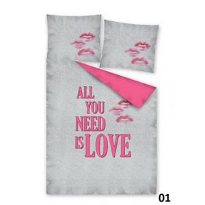 Pociel All you need is love szara rowa DETEXPOL rozmiar 160x200 cm - 2857027580