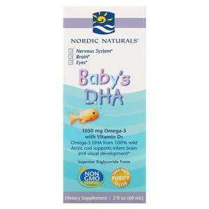 Nordic Naturals Baby's DHA - Omega-3 dla Dzieci z Witamina A i D3 - 60ml - 2876364214