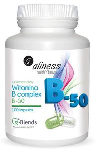 ALINESS Witamina B Complex B-50 (Kompleks Witamin B) 100 kapsuek wegetariaskich - 2876364299