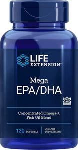 LIFE EXTENSION Mega EPA/DHA (Omega 3) 120 kapsuek elowych - 2876364340