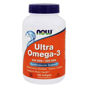 NOW FOODS Ultra Omega-3 500 EPA 250 DHA (Kwasy OMEGA-3, EPA, DHA) 180 Kapsuek elowych - 2876364447