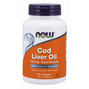 NOW FOODS Cod Liver Oil 1000mg (EPA DHA, Witamina A, D3) 90 Kapsuek elowych - 2876364453