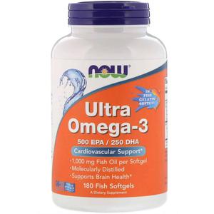 NOW FOODS Ultra Omega-3 500 EPA 250 DHA (Kwasy OMEGA-3, EPA, DHA) 180 Kapsuek elowych rybich - 2876364756