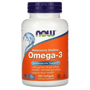 NOW FOODS Omega-3 (Kwasy OMEGA-3, EPA, DHA) 100 Kapsuek elowych - 2876364832