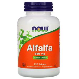 NOW FOODS Alfalfa 650mg (Lucerna) 250 Tabletek wegetariaskich - 2876364879