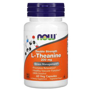 NOW FOODS L-Theanine Double Strength 200mg (L-Teanina z inozytolem) 60 Kapsuek wegetariaskich - 2876365308