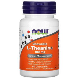 NOW FOODS L-Theanine 100mg (L-Teanina) 90 Tabletek do ucia - 2876365309