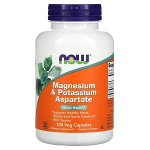 NOW FOODS Magnesium & Potassium Aspartate (Magnez, Potas, Tauryna) 120 Kapsuek wegetariaskich - 2876365415