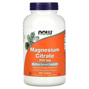 NOW FOODS Magnesium Citrate 200mg (Cytrynian magnezu) 250 Tabletek wegetariaskich - 2876365424