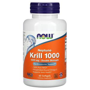 NOW FOODS Neptune Krill Double Strength 1000mg (Olej z kryla) 60 Kapsuek elowych - 2876365434