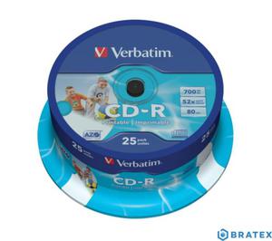 Verbatim CD-R 52x 700MB Printable cake 25 sztuk - 2823862936