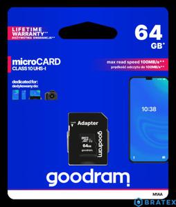 GOODRAM micro SDXC 64GB Klasa 10 + adapter - 2823862942