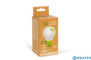 arwka 3D LED kulka 8W E27 barwa neutralna 710lm - 2864162165