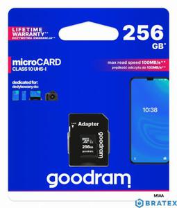 GOODRAM microSD 256GB CL10 UHS I + adapter - 2866827043