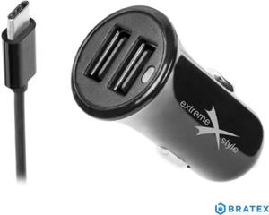 adowarka samochodowa do telefonu 2 x USB 3.1A + kabel USB typ-C - eXtreme - 2877941662