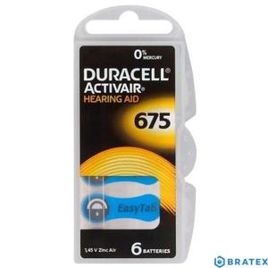 6 x baterie do aparatów suchowych Duracell ActivAir 675