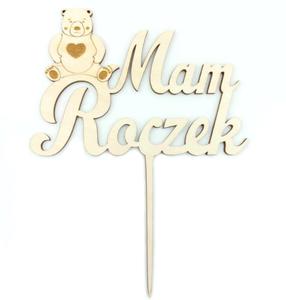 Mam Roczek z misiem topper 1 urodziny MR14cm mi - 2865121380