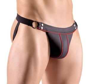 MSKIE STRINGI JOCK Z NEOPRENU Z CZERWON LAMWK - 2874742616