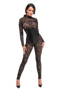 KORONKOWY KOMBINEZON ENIGMA LACE CATSUIT NOIR HANDMADE - 2878904492