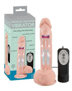 MEDICAL SILICONE DILDO FUNKCJA PUSH-UP I WIBRACJI - 2860548147