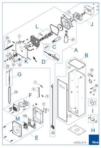 Schemat czesci serwisowych do Nice Wide M R10 - 2874029488