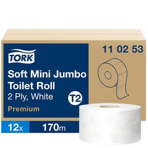 Tork - Papier toaletowy w mini jumbo roli, biay, makulatura, 2-warstwowy, 170 m - 2855896533