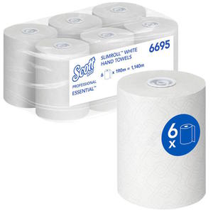 Kimberly-Clark Scott Slimroll - Rczniki papierowe w roli, biae, 6 rolek - 190 m - 2860040437