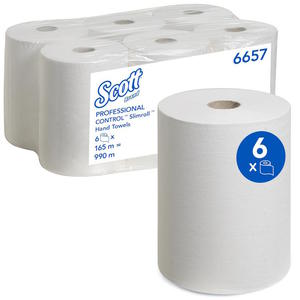 Kimberly-Clark Scott Slimroll - Rczniki papierowe w roli, biae, 6 rolek - 165 m - 2860040660