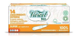 Tampony higieniczne SUPER z aplikatorem, z organicznej baweny, niebielone chlorem, Vivicot BIO, 14 sztuk - 2876307858