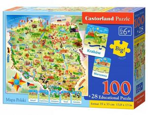 CASTOR 100 EL. MAXI EDUKACYJNA MAPA POLSKI PUZZLE 6+ - 2877721218