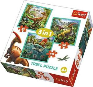 TREFL 3W1 NIEZWYKY WIAT DINOZAURW PUZZLE 4+ - 2878257351