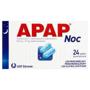 Apap Noc Lek przeciwblowy przeciwgorczkowy 24 sztuki - 2874248409