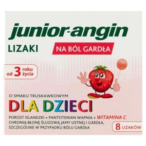 Junior-angin Wyrb medyczny lizaki na bl garda o smaku truskawkowym 8 sztuk - 2878354285