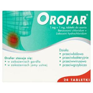 Orofar 1 mg + 1 mg Tabletki do ssania 24 tabletki - 2874250414