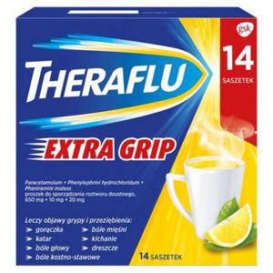 Theraflu Extra Grip 650 mg + 10 mg + 20 mg Lek wieloskadnikowy 14 sztuk - 2874251168