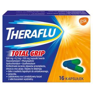 Theraflu Total Grip 500 mg + 6,1 mg + 100 mg Lek 16 sztuk - 2874251169