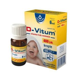 D-Vitum 400 j.m., witamina D dla noworodkw, niemowlt i dzieci, krople doustne, 6 ml - 2878662988