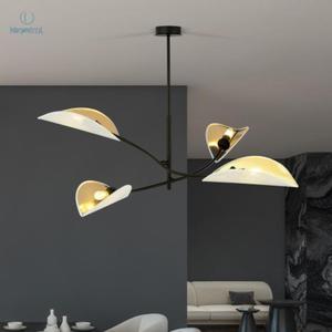 EMIBIG - nowoczesna, designerska lampa sufitowa LOTUS IV white/gold - 2878424066