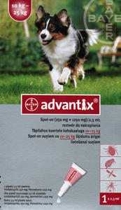 BAYER ADVANTIX 2,5ml pipeta owadobjcza dla psw 10-25kg *ODBIR WASNY, ZLECENIE KURIERA* - 2859679327