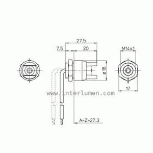 R7s M14x1 6A250V + przewd AAG AR5120/TF Oprawka R7s z gwintem M14x1 6A-250V T350, przewd 1x0.75mm2 - 2832733922