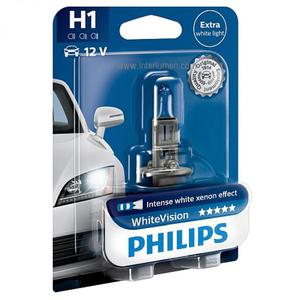 H1 12V 55W Blue Philips 1567 P14,5s WhiteVision / H1 12V 55W P14.5s Blue PHILIPS Intense white...