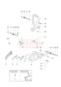 Uchwyt, filtr paliwa, dwignia gazu, amortyzator, zbiornik paliwa - czci pilarki spalinowej OleoMac GS 370- schemat - 2862455827