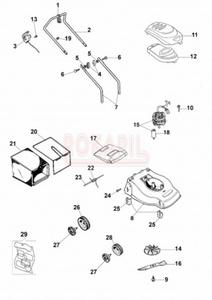 Czci - silnik, kosz na traw, korpus, koa, n, uchwyt noa kosiarki elektrycznej Oleo-Mac K 40 P - schemat - 2862456108