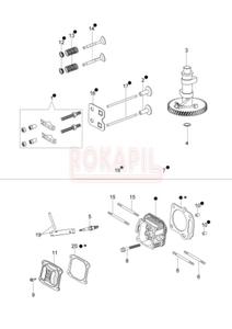 Cylinder, uszczelka cylindra, wieca, pokrywa, szpilka, ruba, cigno, zawr, waek rozrzdu- kosiarki spalinowej Oleo- Mac G 44 PK COMFORT (K600-AUTOCHOKE) - schemat - 2862456194